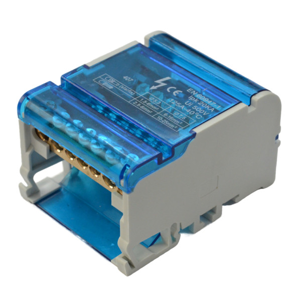 Шина нулевая SPARTUM на DIN-рейку в корпусе 407 (кросс-модуль) ШНК 4х7