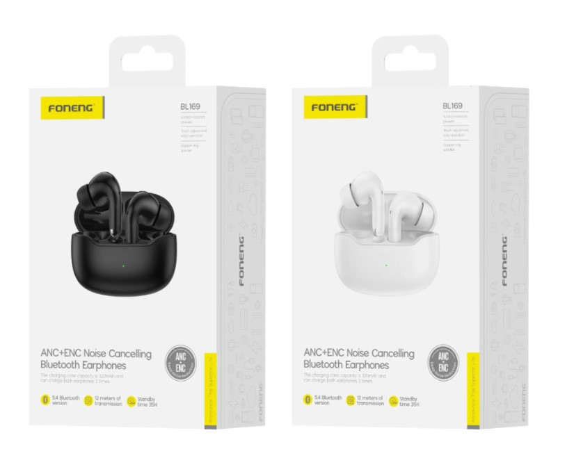 Беспроводные Bluetooth-наушники Foneng BL169 ANC+ENC Noise Canceling TWS (White) Беспроводные Bluetooth-наушники Foneng BL169 ANC+ENC Noise Canceling TWS (White)