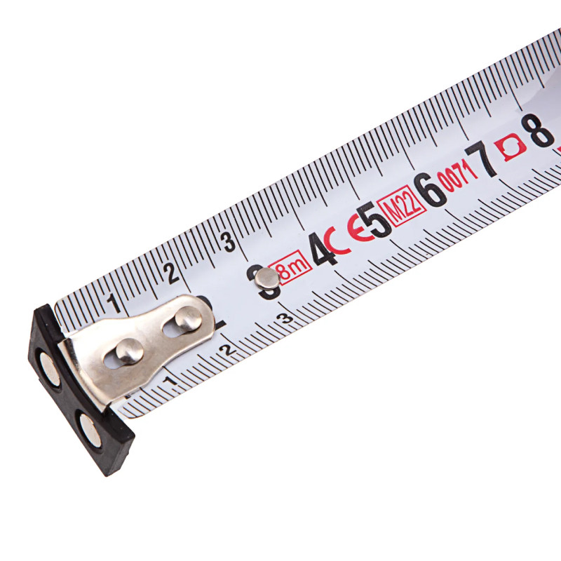 Рулетка Denzel 8м х 25мм, двухкомп. корпус, магнитный обрезиненный зацеп