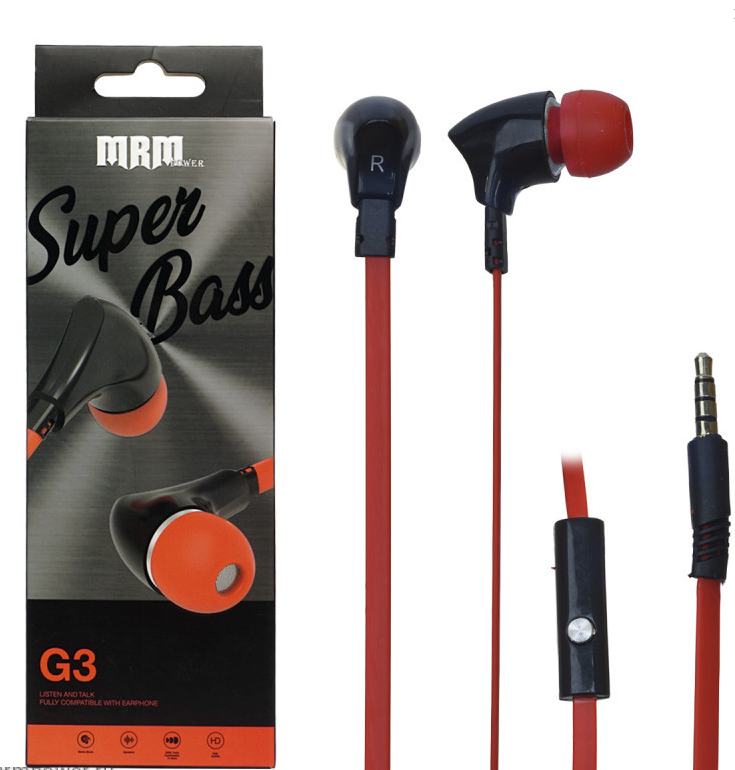Наушники проводные с микрофоном MRM G3 red (10pcs) by Celebrat