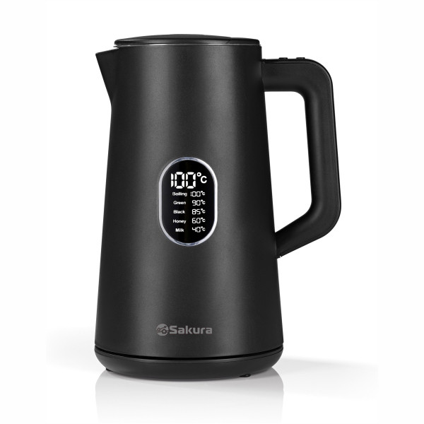 Чайник электрический SAKURA SA-2171BK Premium (Черный; Объем 1.5л;Мощность 1800Вт;Нерж.сталь/Пласт)