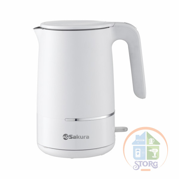 Чайник электрический SAKURA SA-2176W (Белый; 1800Вт; Объем 1.7л; Нерж.сталь/Пластик; Диск)