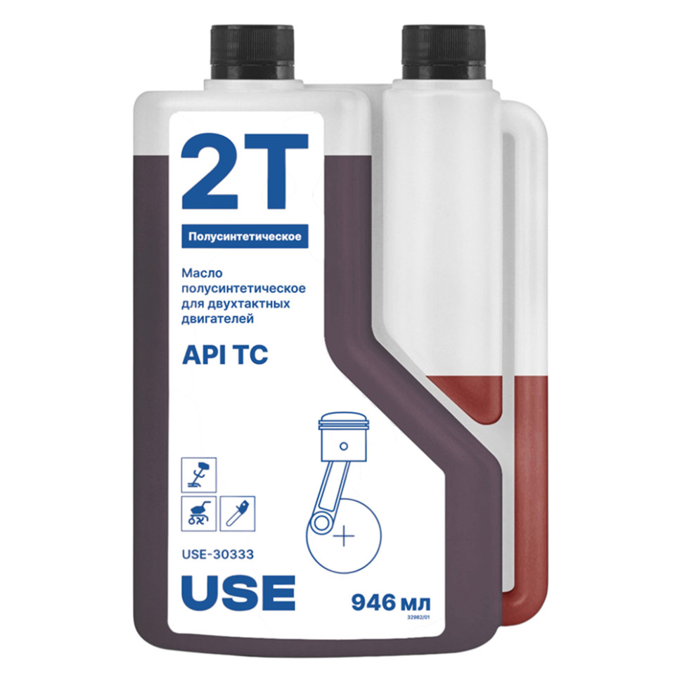 Масло USE USE-30333, 2-х тактное полусинтетика API TC с дозатором 0,946л