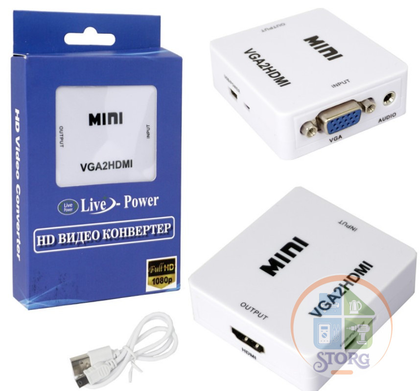 Адаптер S-TORG Mini VGA/HDMI 1080p Converter