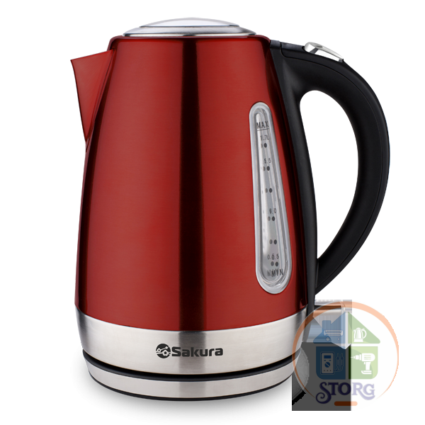 Чайник электрический SAKURA SA-2133R (Красный/Черный; Объем 1.7л; Мощность 2200Вт; Нерж.сталь/Пласт)