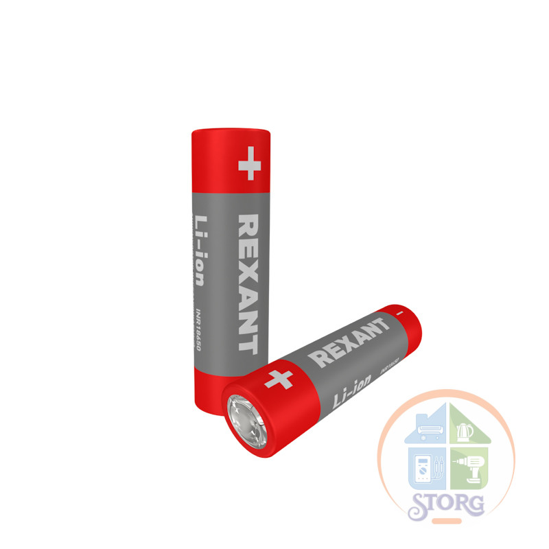 Аккумулятор REXANT 18650 unprotected Li-ion 2400mAH 3.7В, 2 шт. блистер