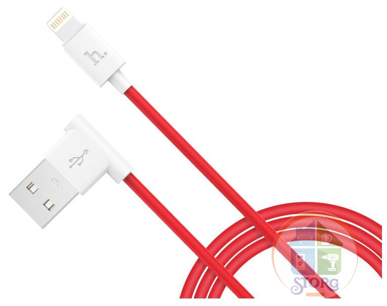 USB кабель Hoco UPL11  L Shape Lightning Charging Cable (black/red)