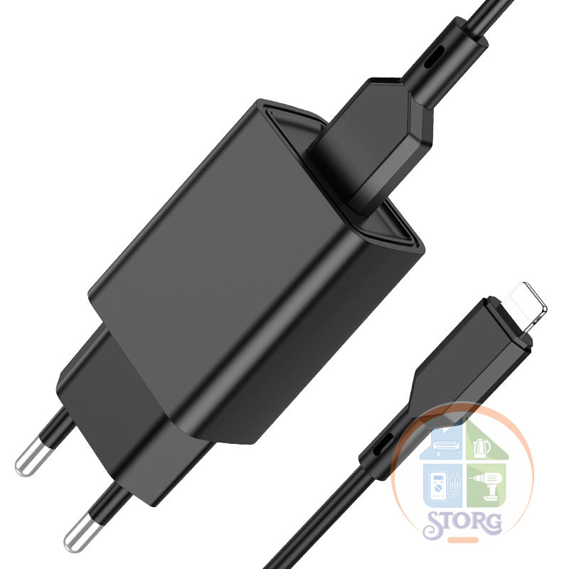 СЗУ Borofone BA68A 5V2.1A с кабелем Lighting black