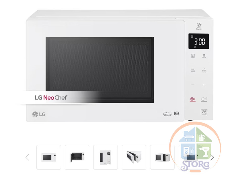 Микроволновая печь LG MW23R35GIH (Белый; Объем 23л; 1000Вт;С технологией Smart Inverter;Размор)
