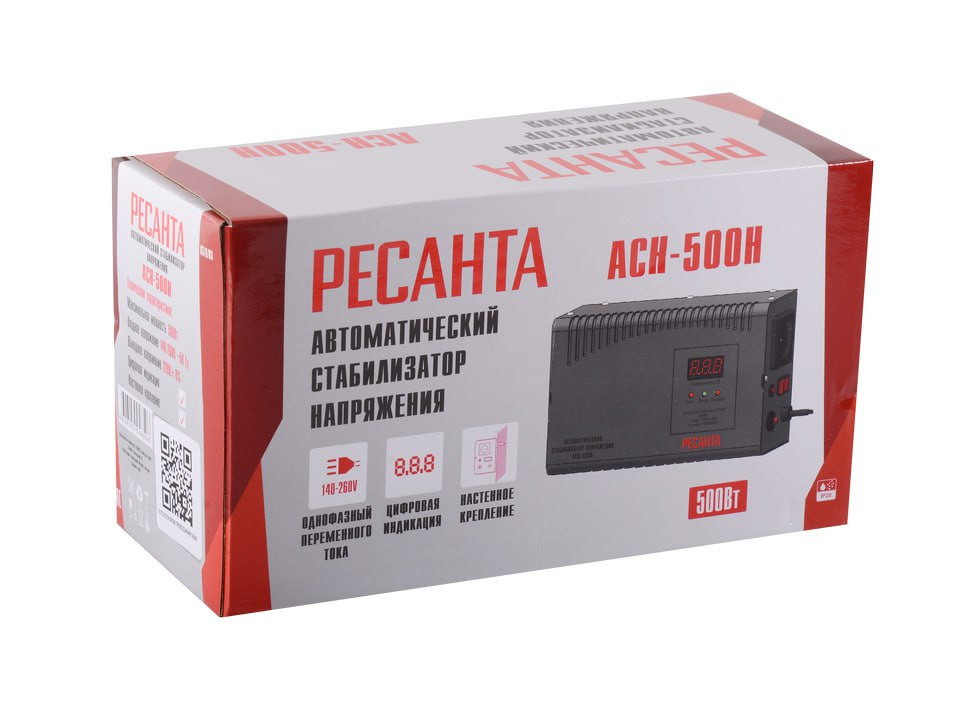 Стабилизатор напряжения релейный Ресанта АСН-500 Н, 500Вт, 140–260 В