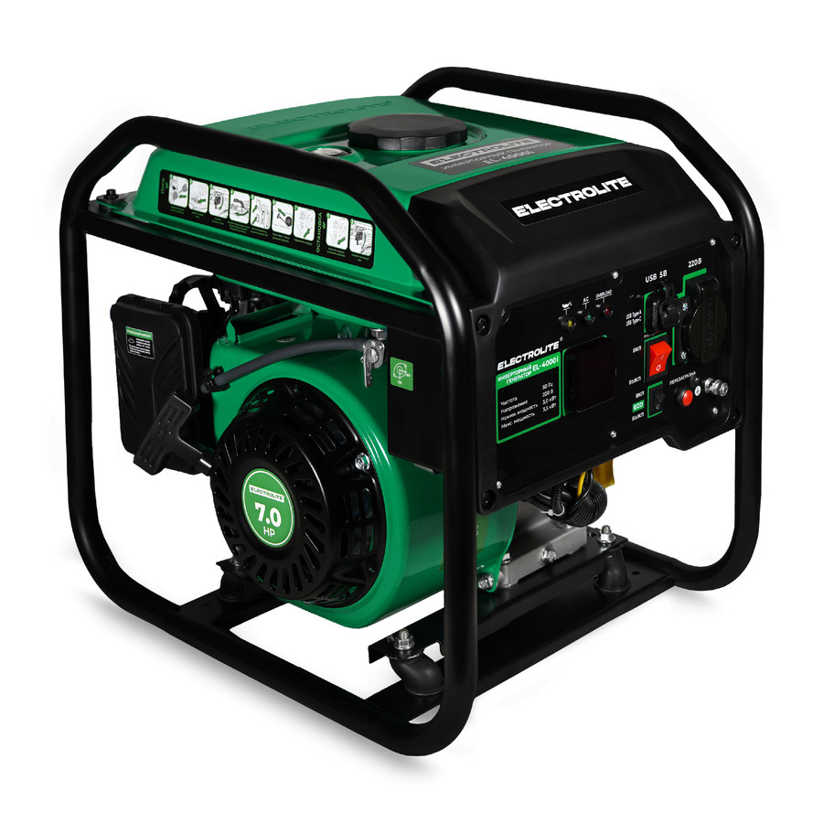 Генератор бензиновый инверторный ELECTROLITE EL 4000i, 3500Ватт, чистый синус, 4-х такт., 3.3 кВт