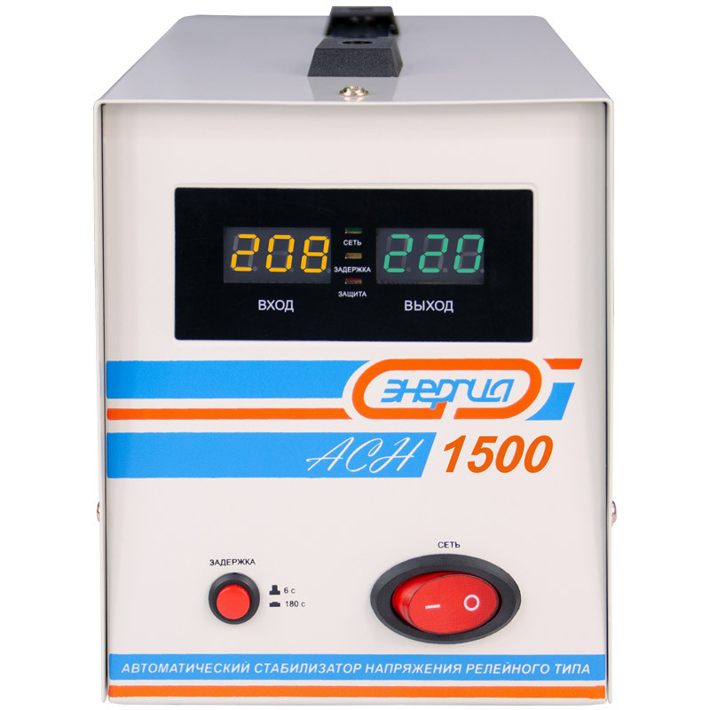 Стабилизатор напряжения релейный Энергия АСН-1500 (напольный, 1500ВА, 140В-260В, гарантия 36 мес.)