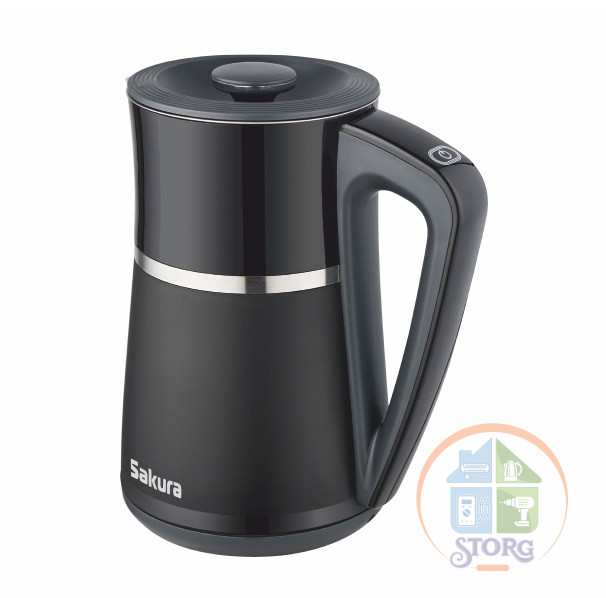 АКЦИЯ! Чайник электрический SAKURA SA-2175DBK Premium (Черный; Нерж.сталь; 1.7л; 2200вт, LED диспл.)