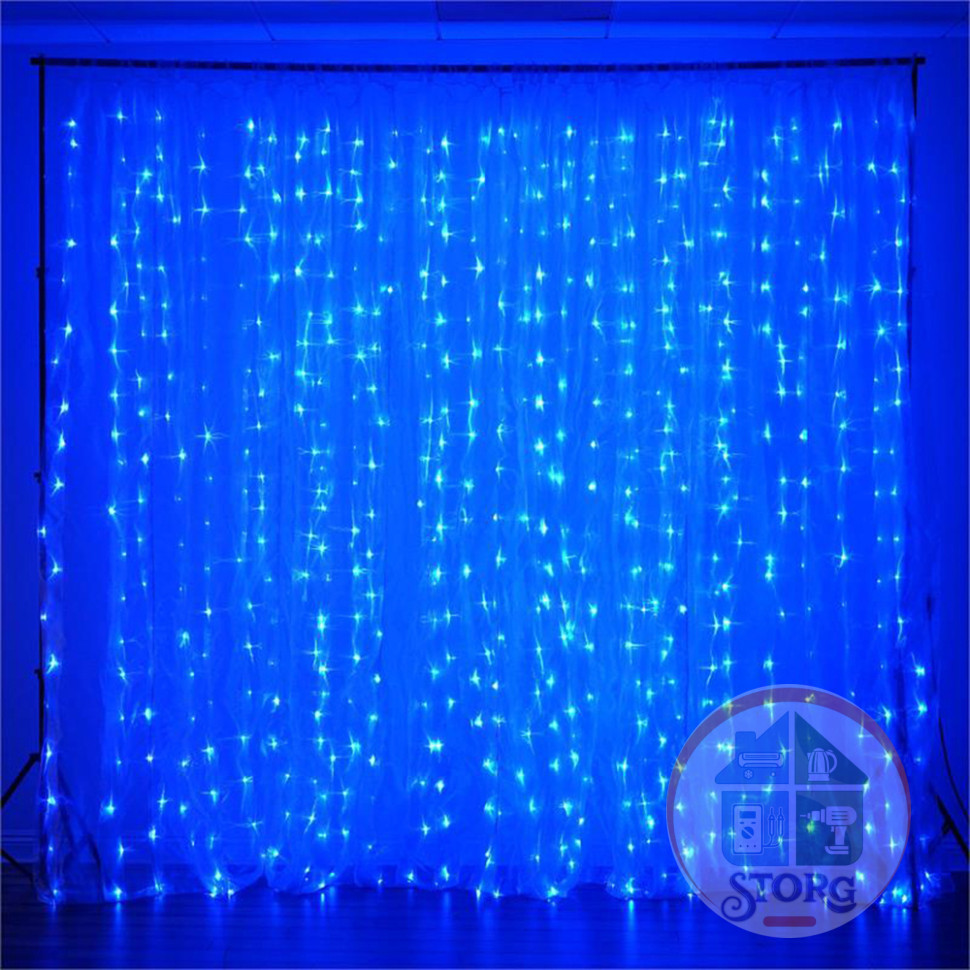 Гирлянда светодиодная S-TORG ЗАНАВЕС/БАХРОМА 320Led 3*2 (Синяя)