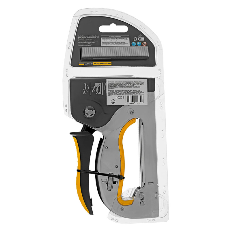 Степлер Denzel металл., 2К рукоятка, тип 53, 4-14 мм, скобы в комплекте, плавная регулировка удара