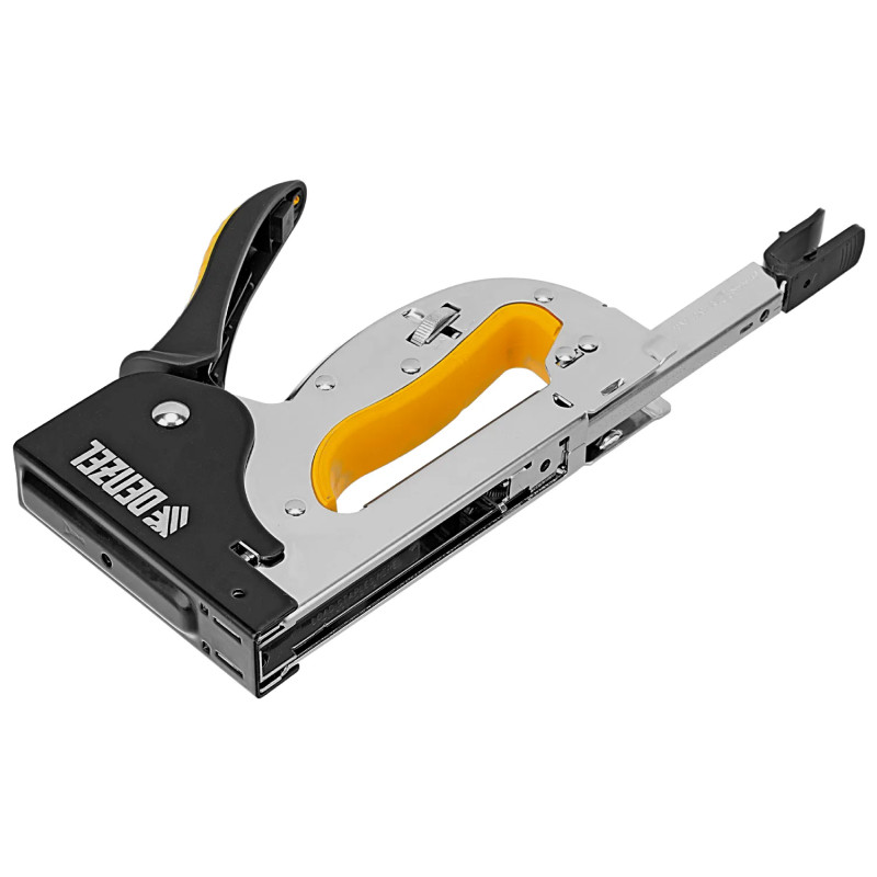 Степлер Denzel металл., 2К рукоятка, тип 53, 4-14 мм, скобы в комплекте, плавная регулировка удара