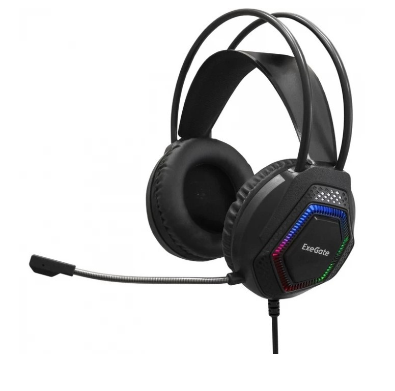 Игровая гарнитура ExeGate EX289747RUS Cosmos HS-704GL, LED-подсветка, 100–10000Гц, Черный