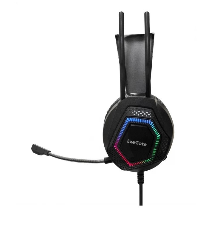 Игровая гарнитура ExeGate EX289747RUS Cosmos HS-704GL, LED-подсветка, 100–10000Гц, Черный