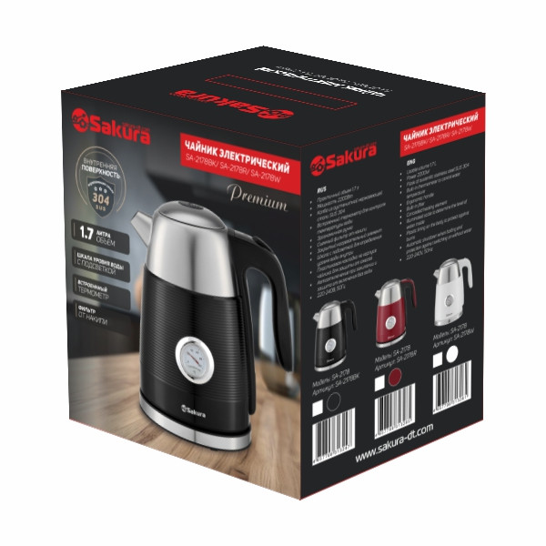 Чайник электрический SAKURA SA-2178W Premium (Белый, 1.7 л, 2200 Вт, нержавеющая сталь SUS304)