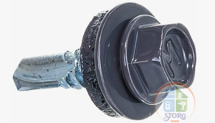 Саморез кровельный 5,5х19 по металлу RAL 7024 (графитовый серый), Тайвань Китай (250 ЮМК)
