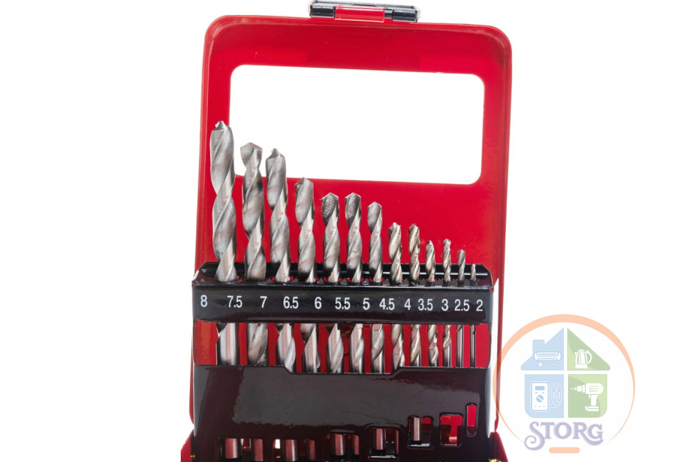 Набор сверл по металлу, 2-8 мм (через 0,5 мм), HSS, 13 шт., метал. коробка цил. хвостовик// Matrix