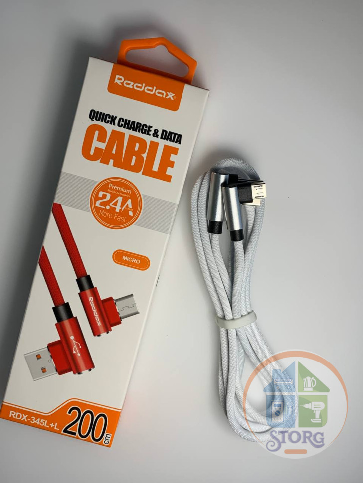 USB кабель Reddax RDX-345 L+L micro usb 2м нейлон (white)