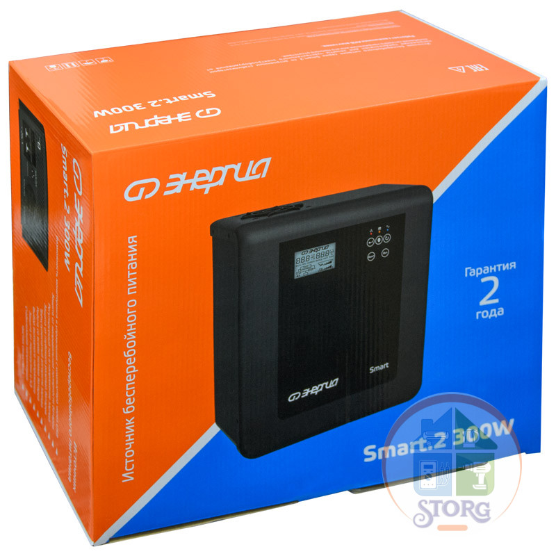 Источник бесперебойного питания ЭНЕРГИЯ Smart.2 300W, AGM, Gel, LiFePO4, точн.± 10% (от сети), ± 5%