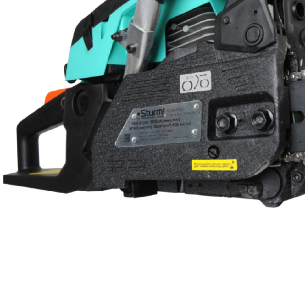 Бензопила Sturm! GC99452B, 2,4 кВт, шина 16″, цепь 3/8″, 57 звеньев, с праймером и антивибр. систем. Бензопила Sturm! GC99452B, 2,4 кВт, шина 16″, цепь 3/8″, 57 звеньев, с праймером и антивибр. систем.