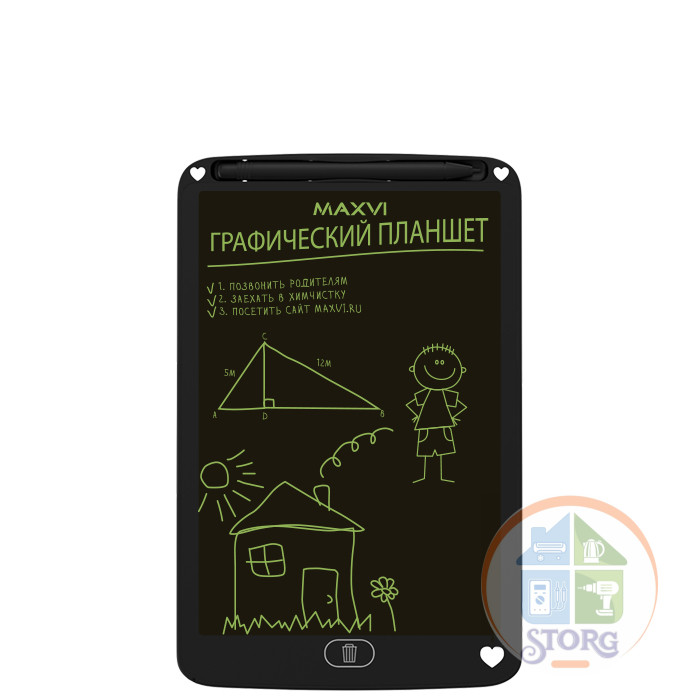 Планшет LCD  для заметок и рисования Maxvi MGT-01 black 8.5”, LCD, монохромный