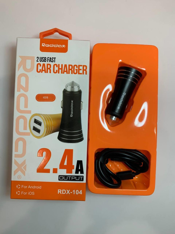 AЗУ Reddax RDX-104 5V2,4A 2USB + кабель Lightning чёрный металл