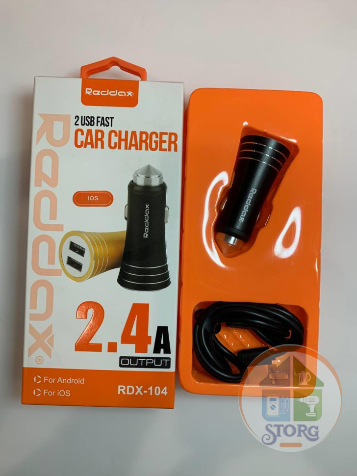 AЗУ Reddax RDX-104 5V2,4A 2USB + кабель Lightning чёрный металл