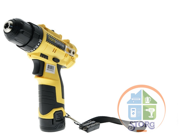 Дрель аккумуляторная б/щ Hanskonner HCD1230R, 12В, 2 акк. 2,0 Ач, 30Нм, кейс