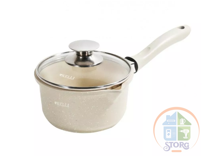 Ковш с гранитным покрытием KELLI KL-4717-16 (Объем 1,5л;алюминевая;сливной желоб;силик.покрыт ручки)