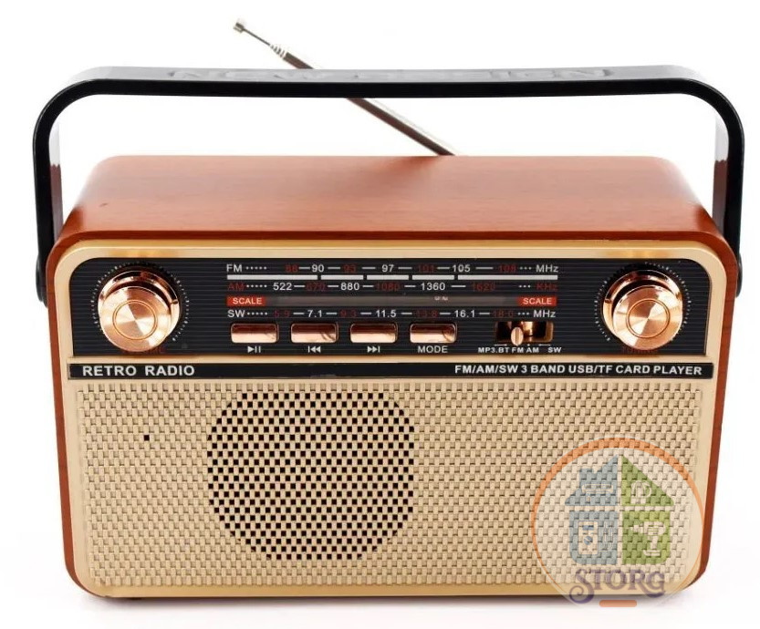 Радиоприемник Ретро HAIRUN HR-505BT, 210х130х85мм, +Bluetooth+USB+SD+аккумулятор 18650