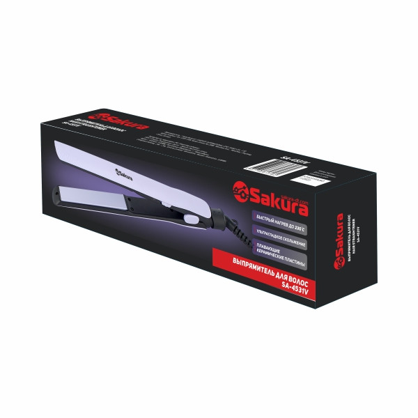 Выпрямитель для волос SAKURA SA-4531V, лиловый, керам, 40Вт, быстрый нагрев до 230 С