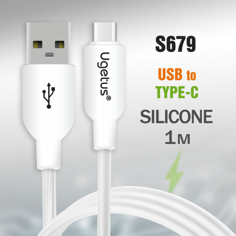 Кабель Silicone USB UGETUS RC14 Type-C Real силиконовый  1000mm (White)  50pcs