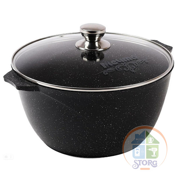 Кастрюля АП Гранит 46802 black, 6 л, антипригарное покрытие