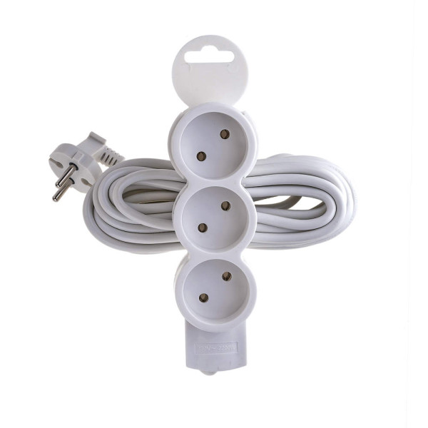 Сетевой удлинитель 3 гнезда, без выключателя, без земли, 5 м, duwi