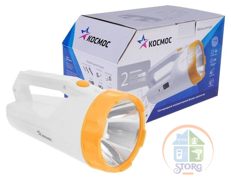 Ручной фонарь КОСМОС Accu9191 LED белый