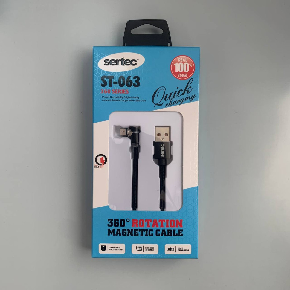 USB кабель SerteC ST-063 MicroUSB магнитный (черный) 1м