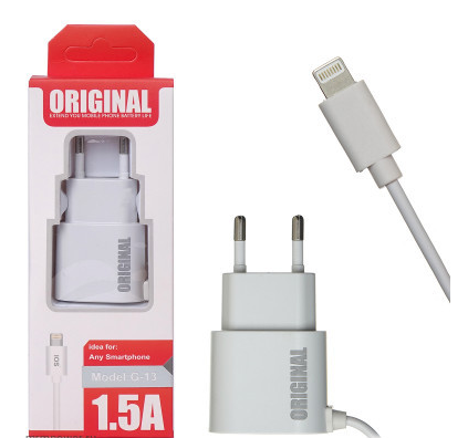 СЗУ Original G13 5V1,5A + кабель Lightning 1m White