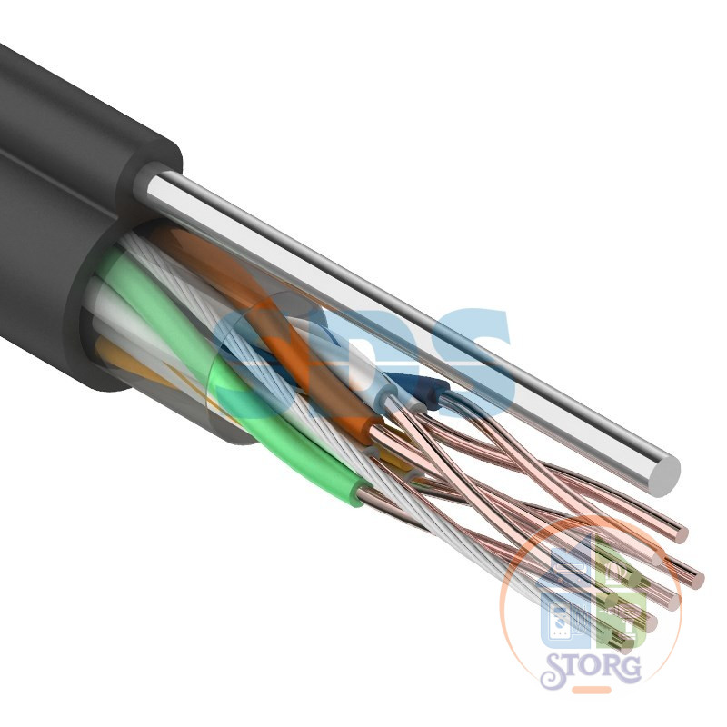 Кабель UTP 4PR 24AWG CAT5e 305м OUTDOOR + ТРОС*1 REXANT (Неэкранированная витая пара, материал