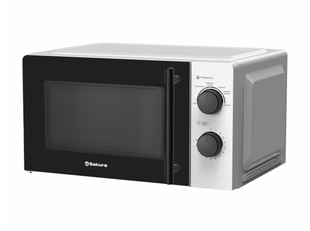Микроволновая печь SAKURA SA-7050W, белый, 700Вт, объем 20л, мех.управление, внут.покр.эмаль