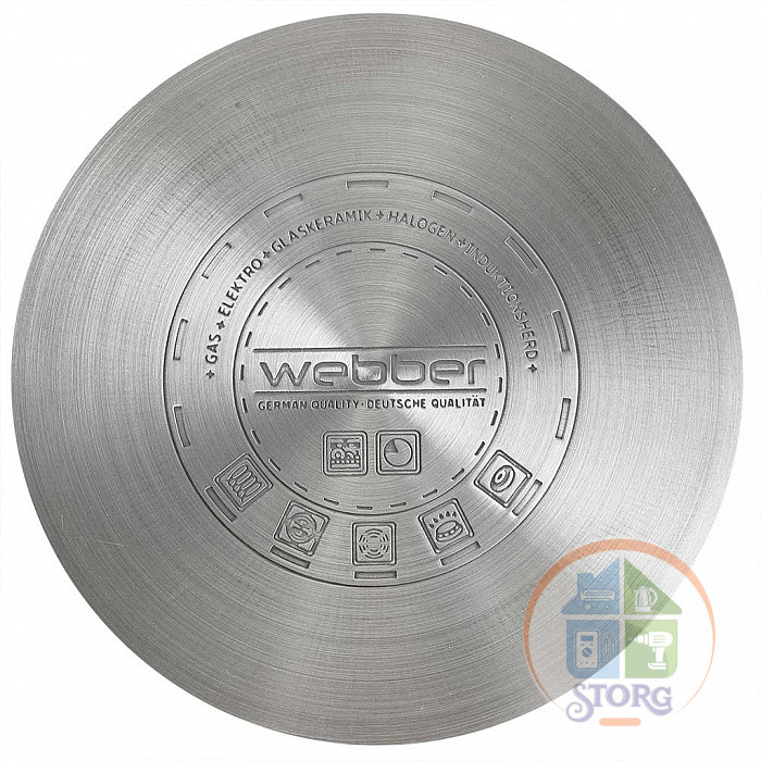Кастрюля из нерж стали со стеклянной крышкой WEBBER BE-113/2, d=22, 5.2 л