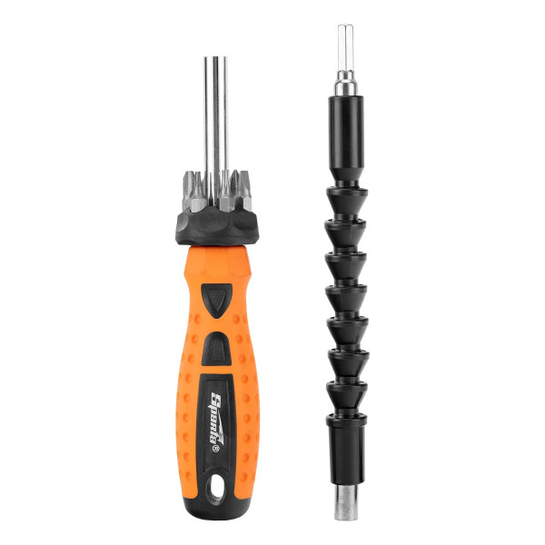 Отвертка телескопическая + биты + гибкий привод, 8 пред., PH + SL + Torx, CS, 2к рукоятка// Sparta