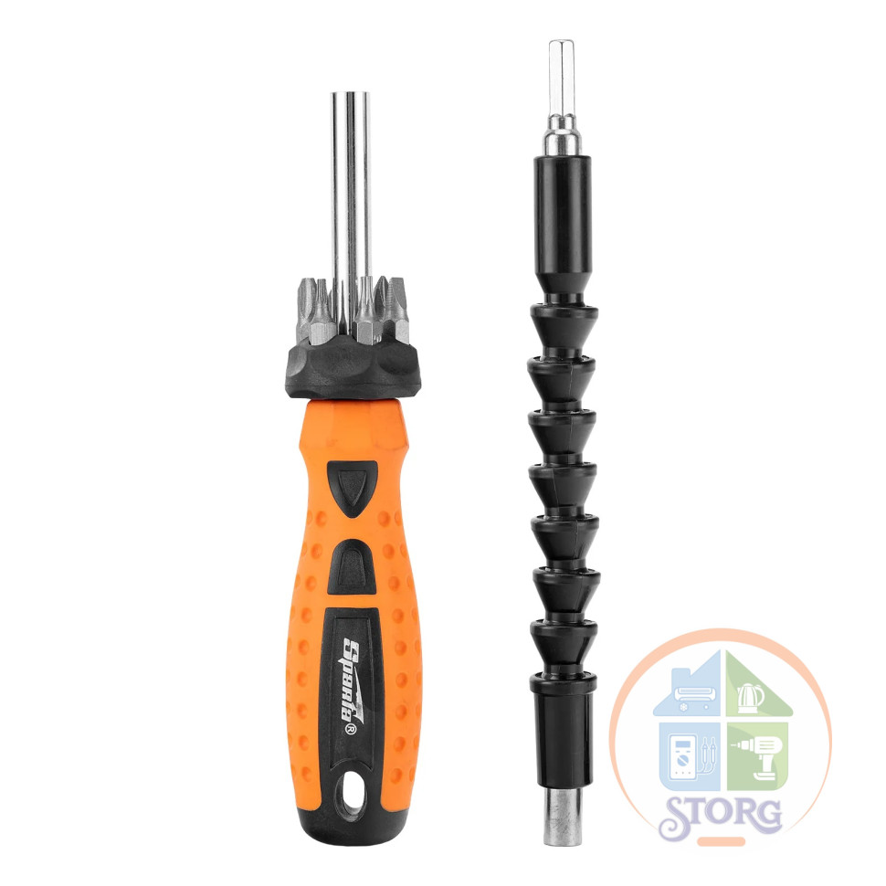 Отвертка телескопическая + биты + гибкий привод, 8 пред., PH + SL + Torx, CS, 2к рукоятка// Sparta