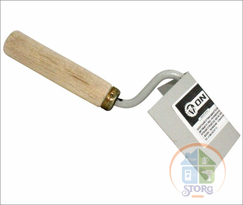 Кельма для внутренних углов 80х60х60мм, деревянная рукоятка, окрашенная сталь, ON