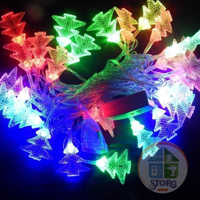 Гирлянда светодиодна S-TORG фигурная "Елочка" 40 Led RGB Многоцветная. черный кабель