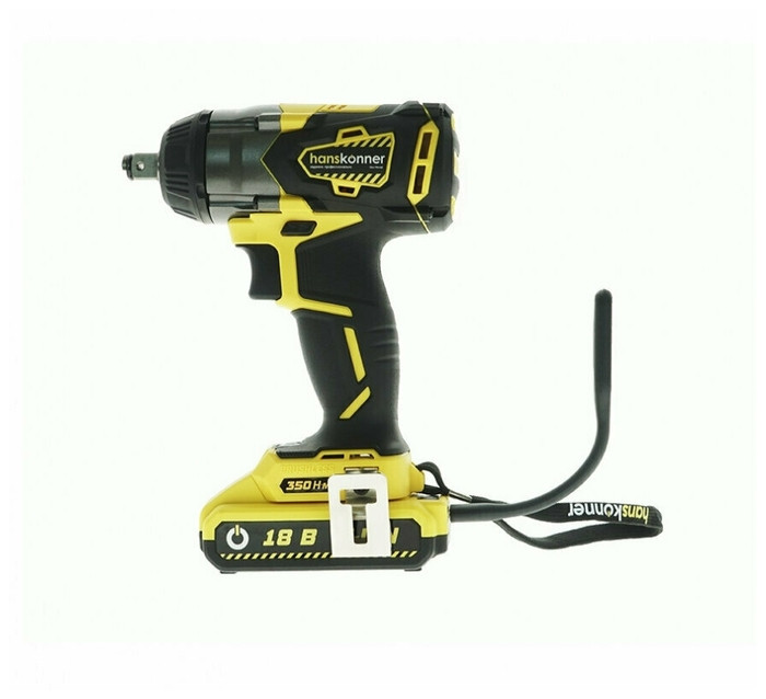Гайковерт бесщеточный ударный Hanskonner HCD18350S, 18В,3скор,2акк Li-Ion 2,4Ач,350Нм,1/2",OneBat, зар.1час