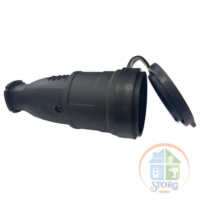 Штепсельное гнездо YK406P с заземлением каучуковая 250V/16A (черный) (10шт)